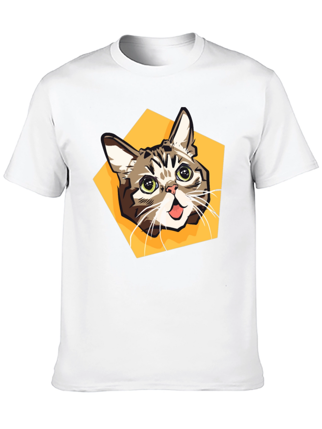 Cartoon Cat Graphic Tee - Black