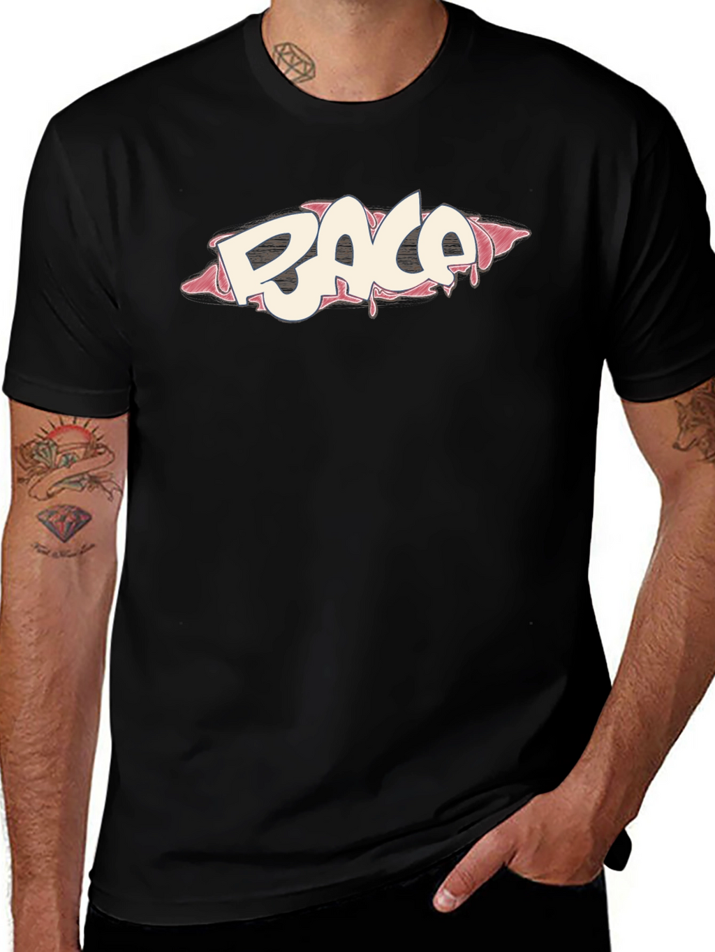 Cool RACA Graphic Print Black T-Shirt