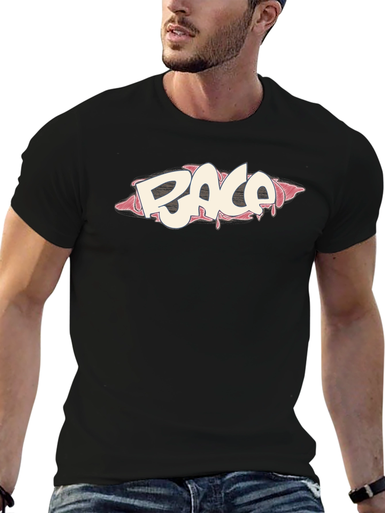 Cool RACA Graphic Print Black T-Shirt