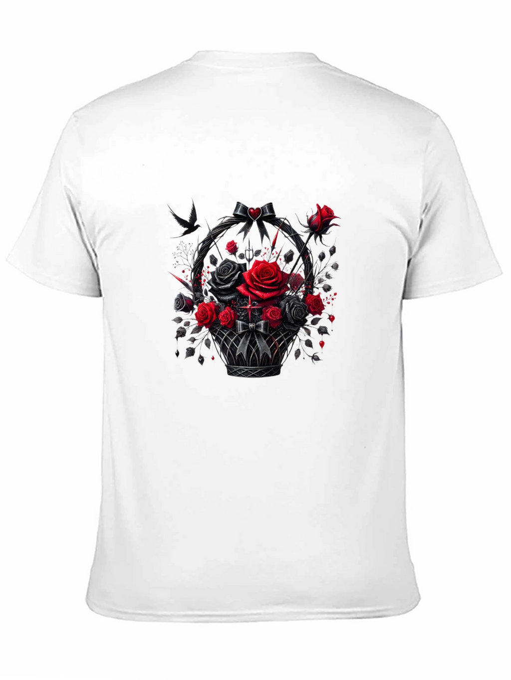 Gothic Roses T-Shirt - Dark Floral Basket Design