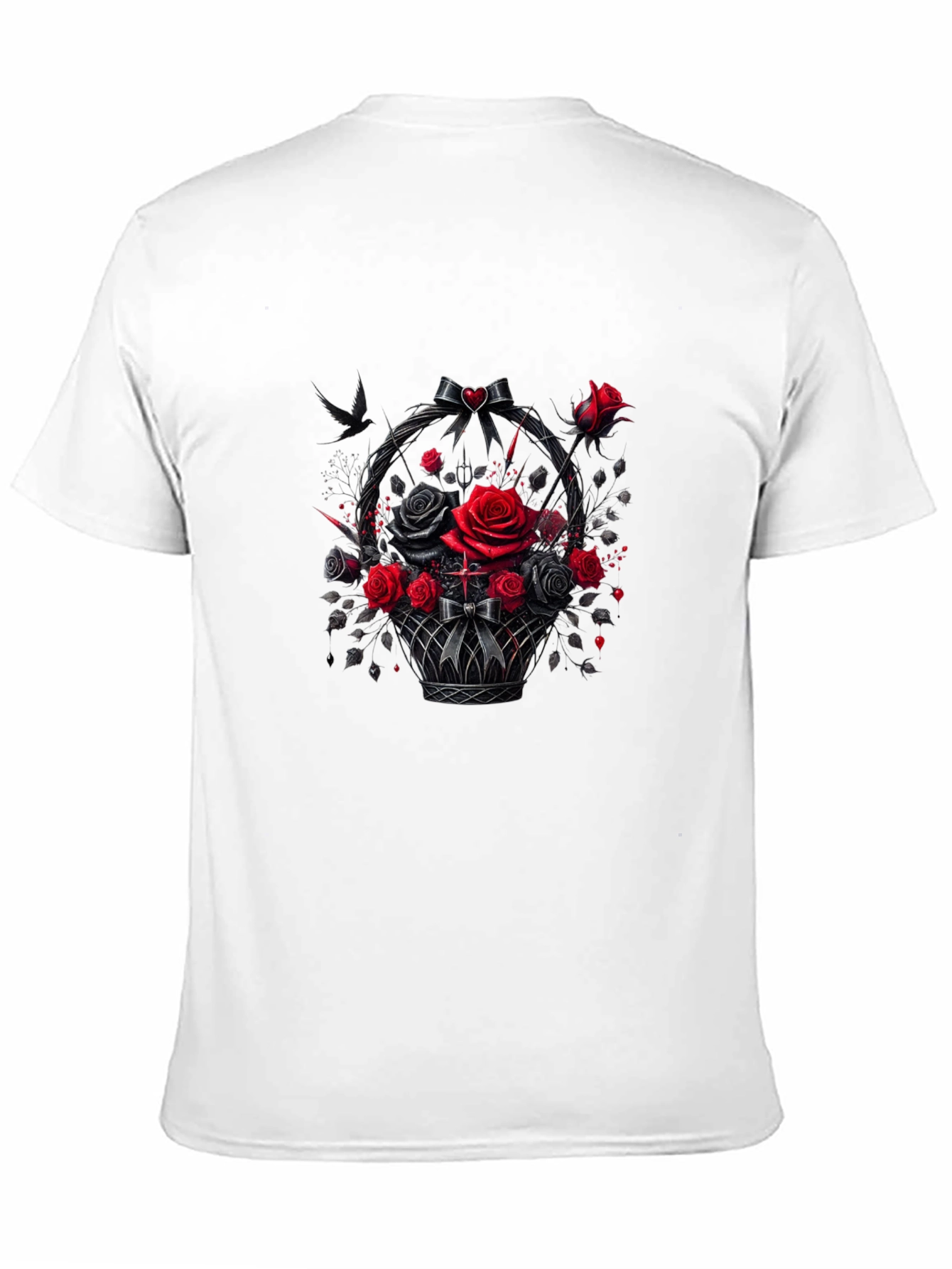 Gothic Roses T-Shirt - Dark Floral Basket Design