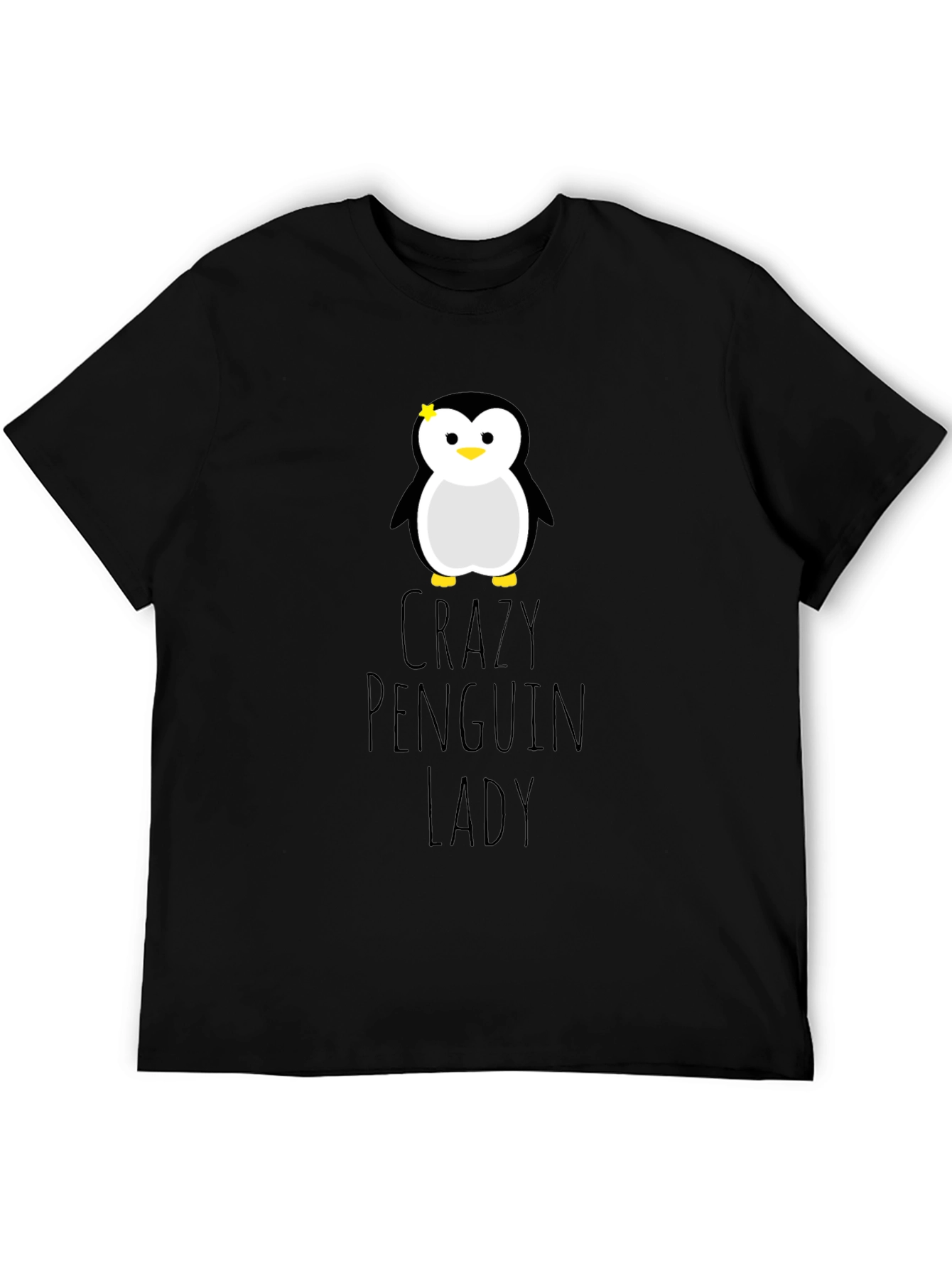 Crazy Penguin Lady Graphic Tee - Unisex Black T-Shirt