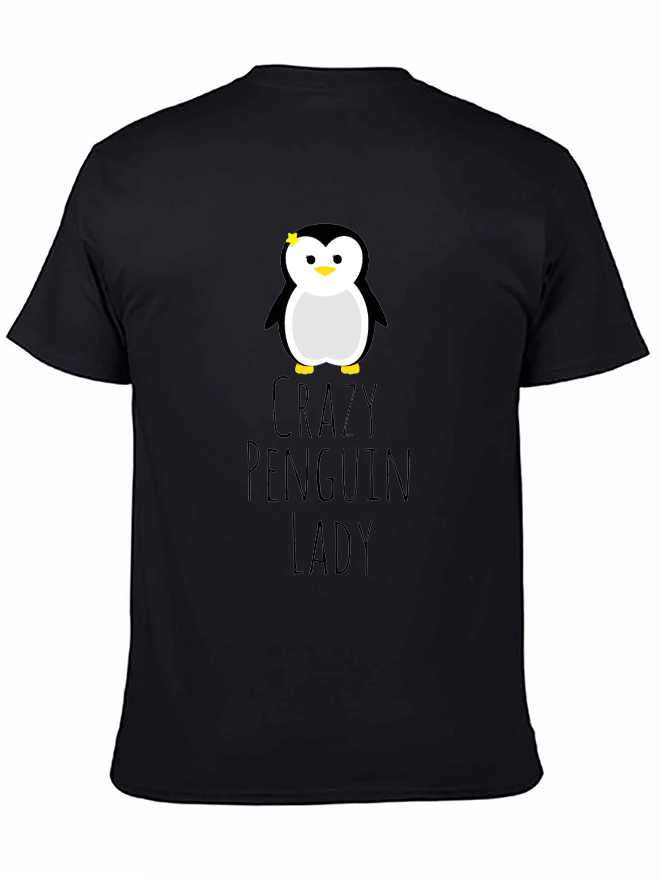 Crazy Penguin Lady Graphic Tee - Unisex Black T-Shirt