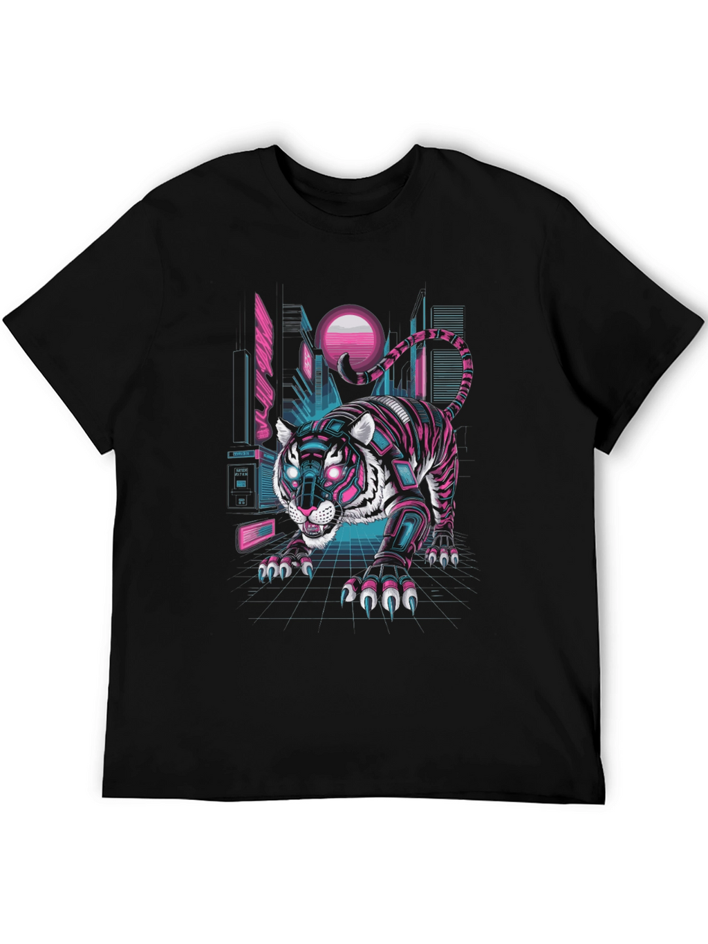 Cyberpunk Tiger Graphic Tee - Futuristic Style