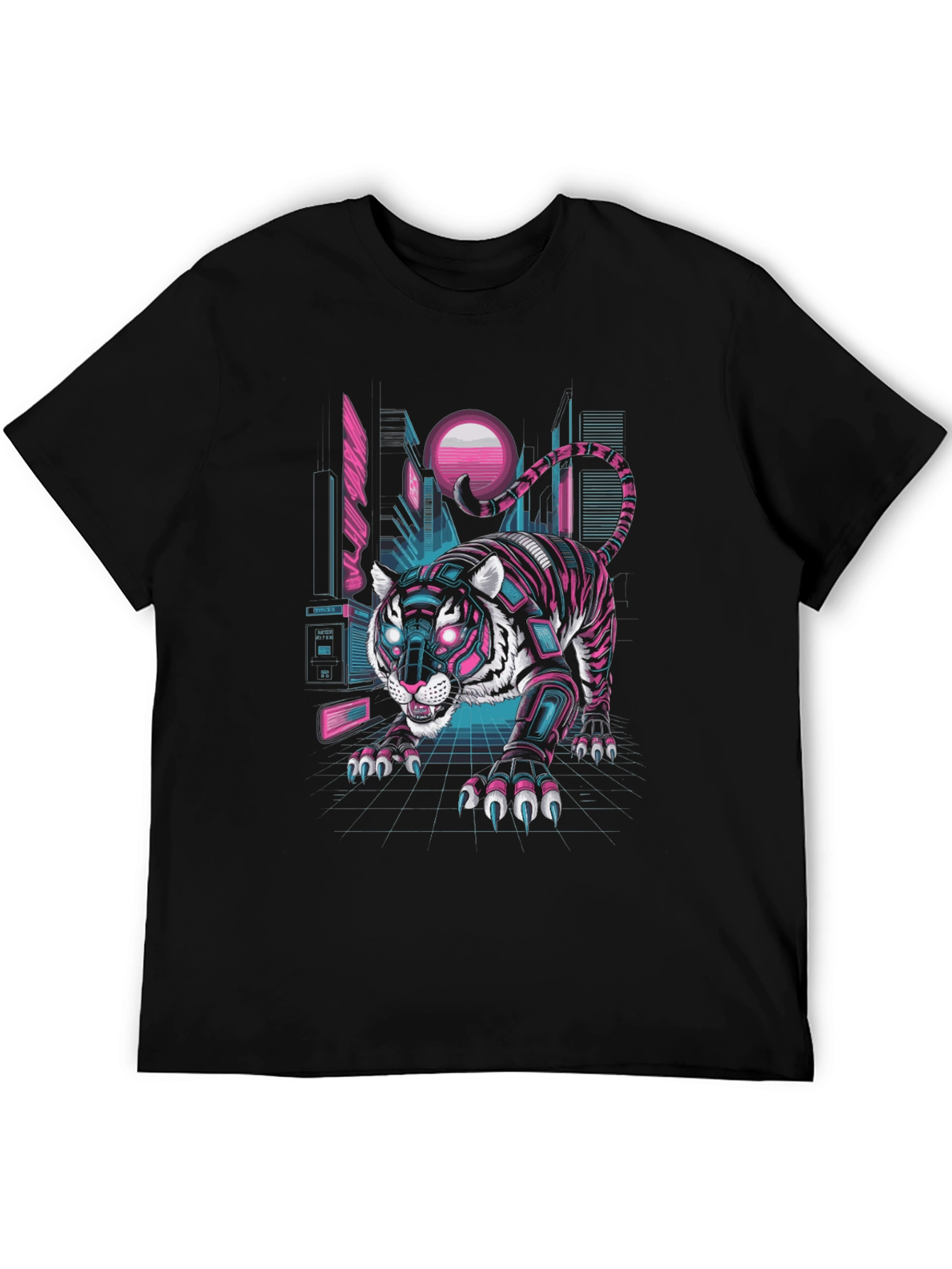 Cyberpunk Tiger Graphic Tee - Futuristic Style
