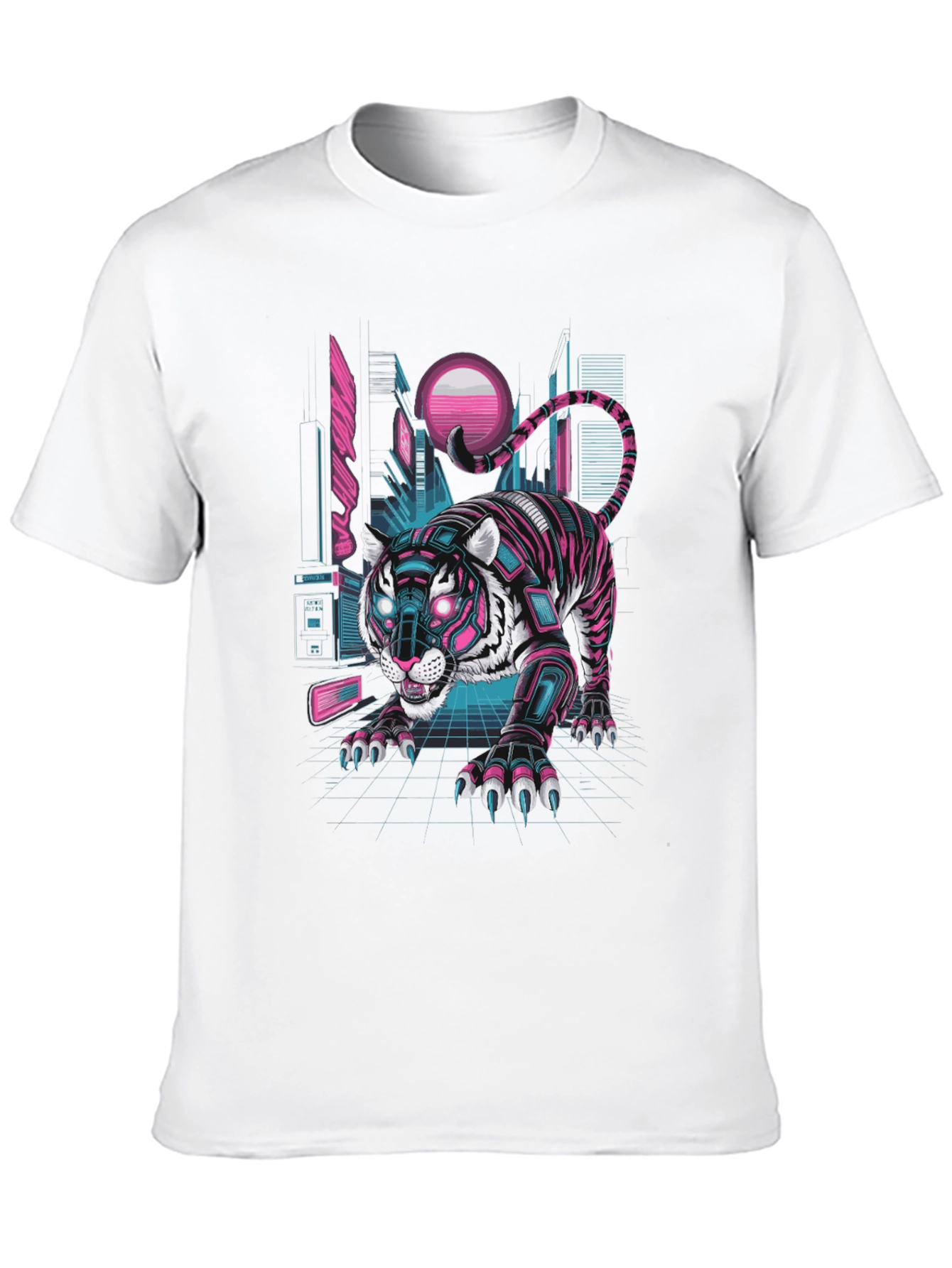 Cyberpunk Tiger Graphic Tee - Futuristic Style