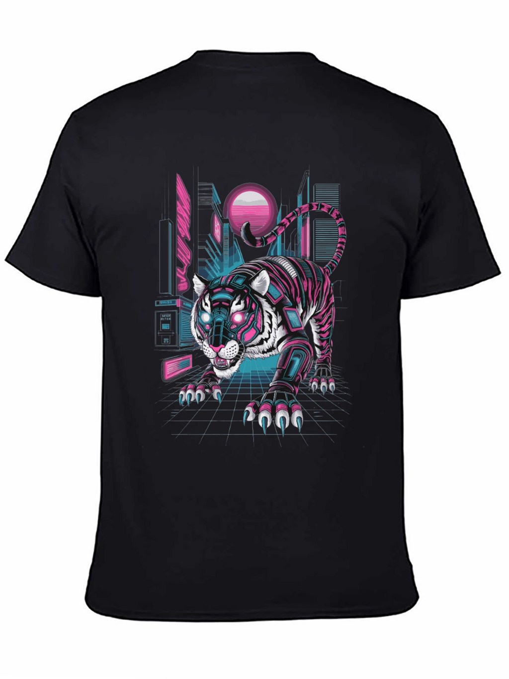 Cyberpunk Tiger Graphic Tee - Futuristic Style