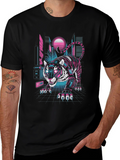 Cyberpunk Tiger Graphic Tee - Futuristic Style