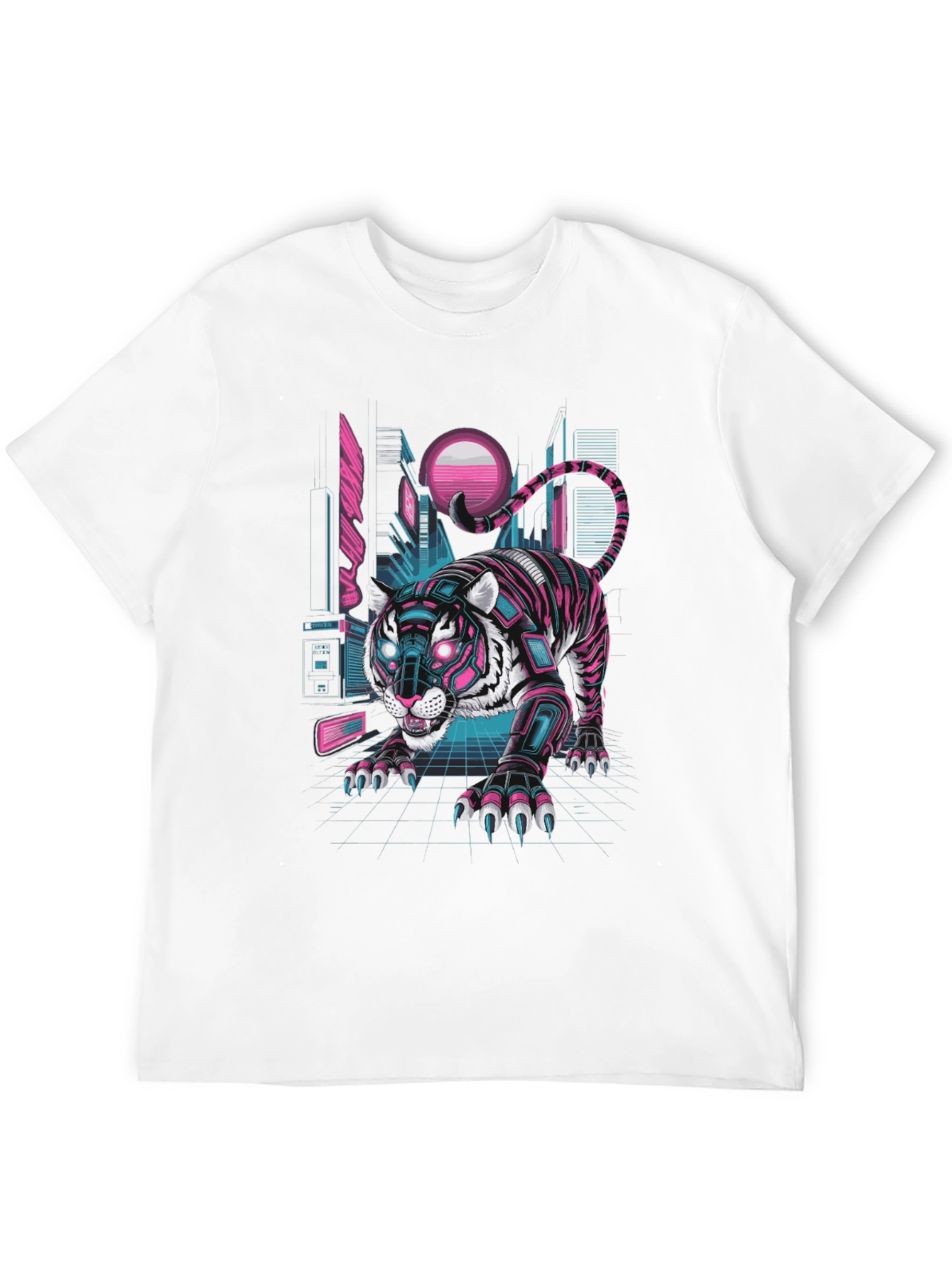 Cyberpunk Tiger Graphic Tee - Futuristic Style