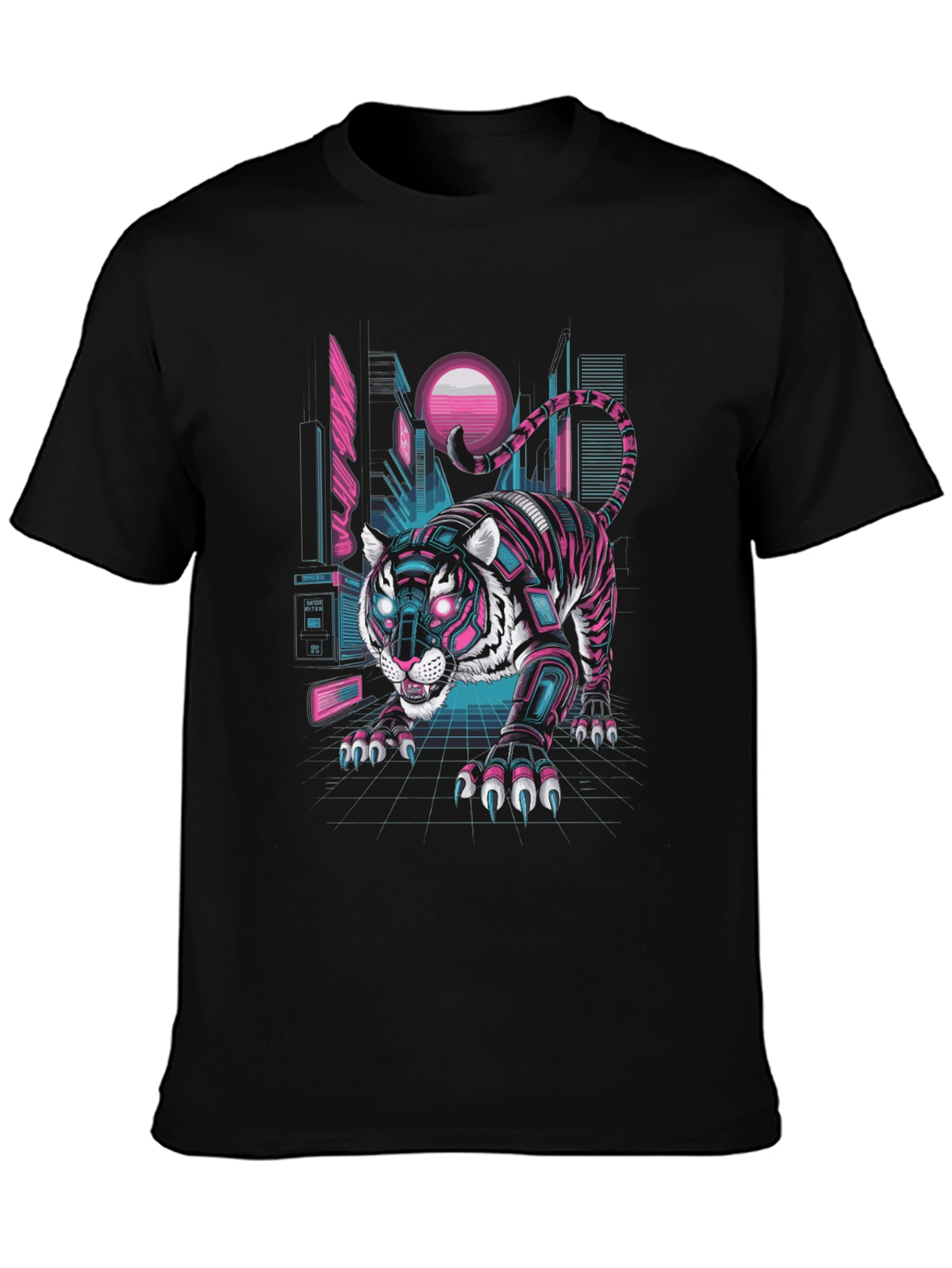 Cyberpunk Tiger Graphic Tee - Futuristic Style