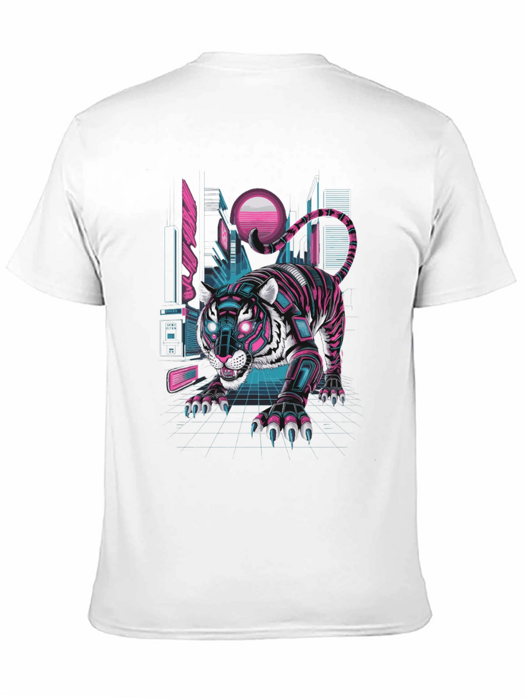 Cyberpunk Tiger Graphic Tee - Futuristic Style