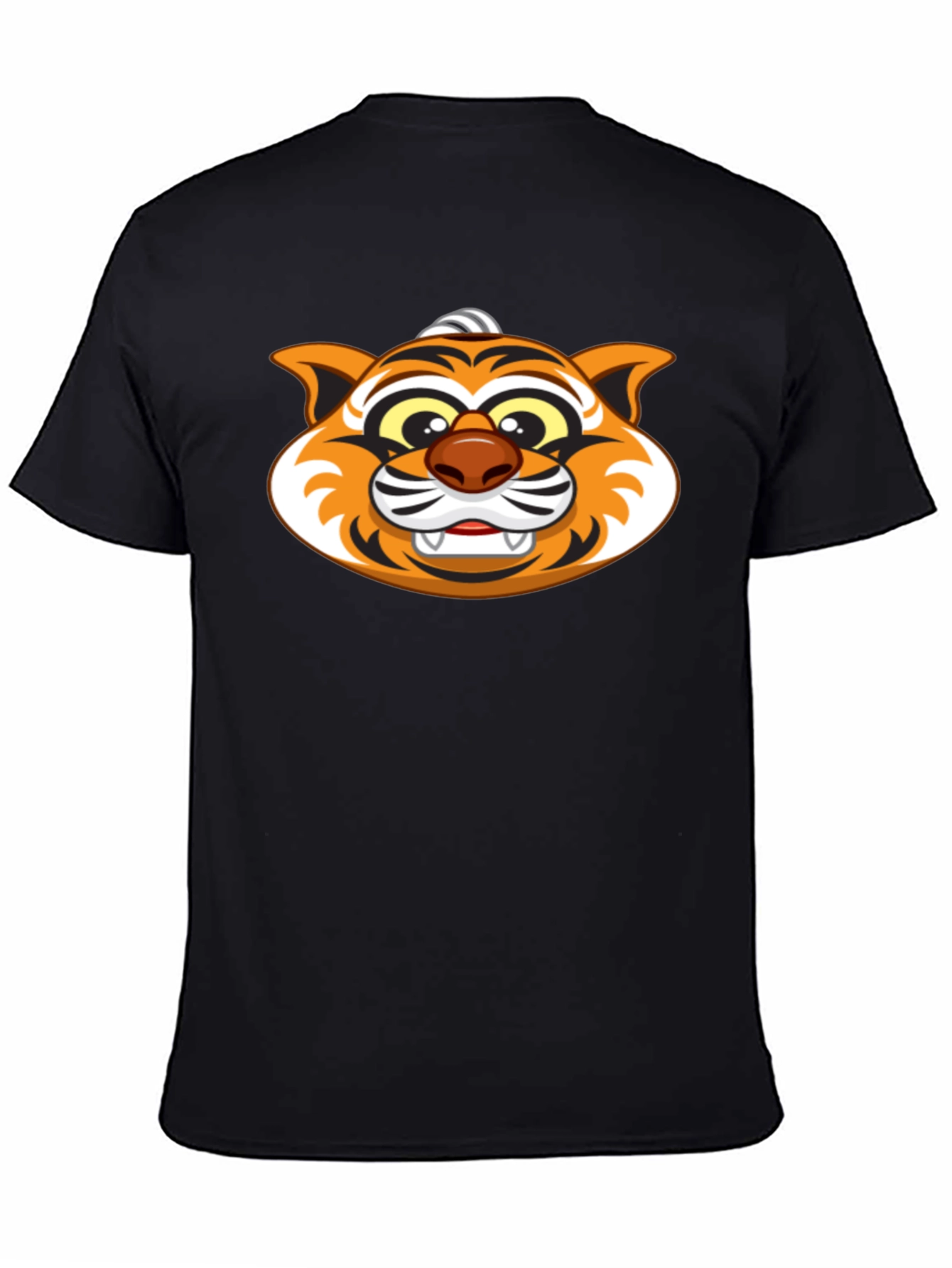 Cartoon Tiger Graphic Black T-Shirt