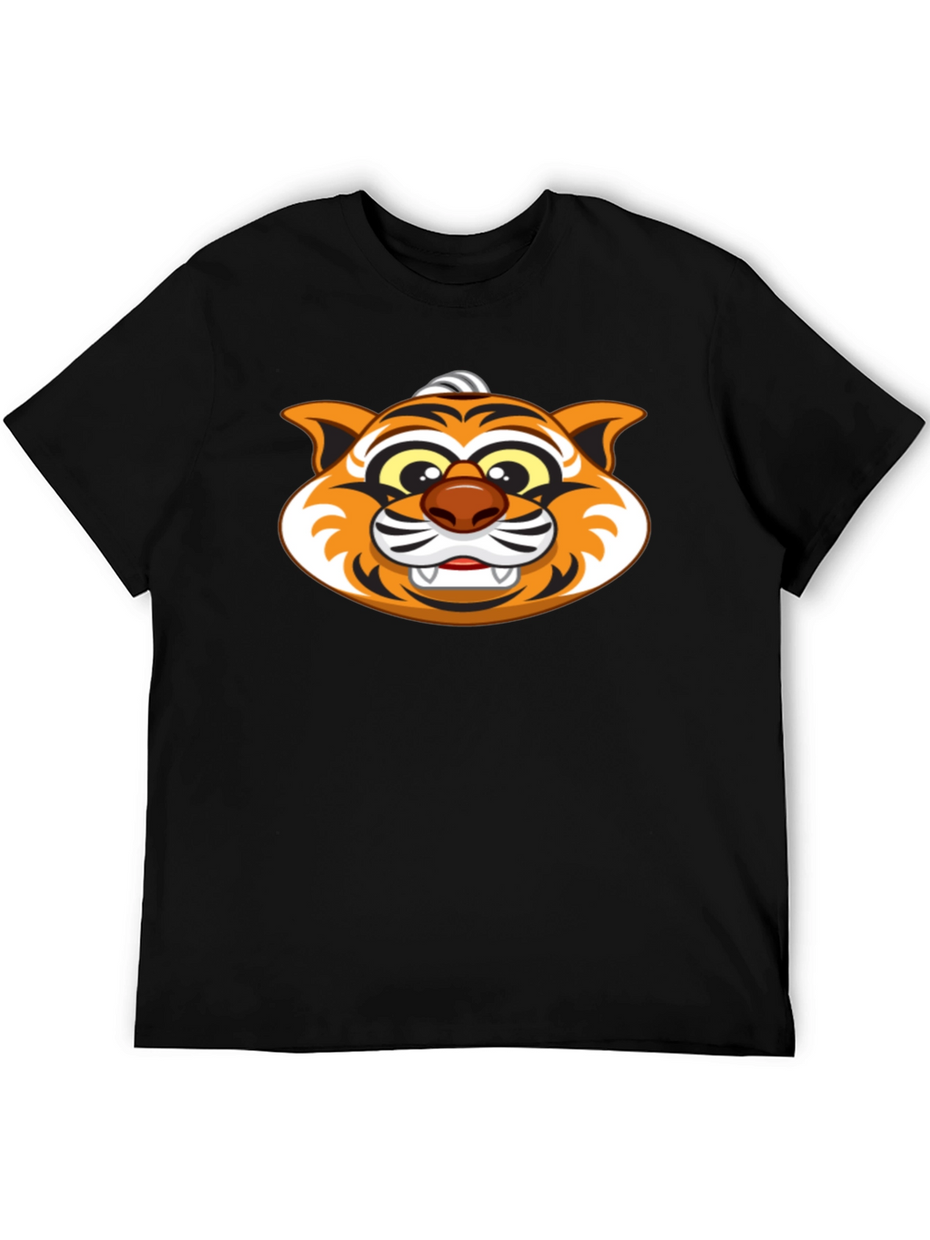 Cartoon Tiger Graphic Black T-Shirt