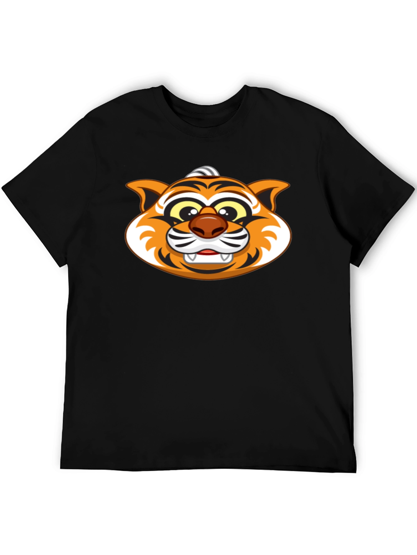 Cartoon Tiger Graphic Black T-Shirt