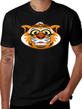 Cartoon Tiger Graphic Black T-Shirt