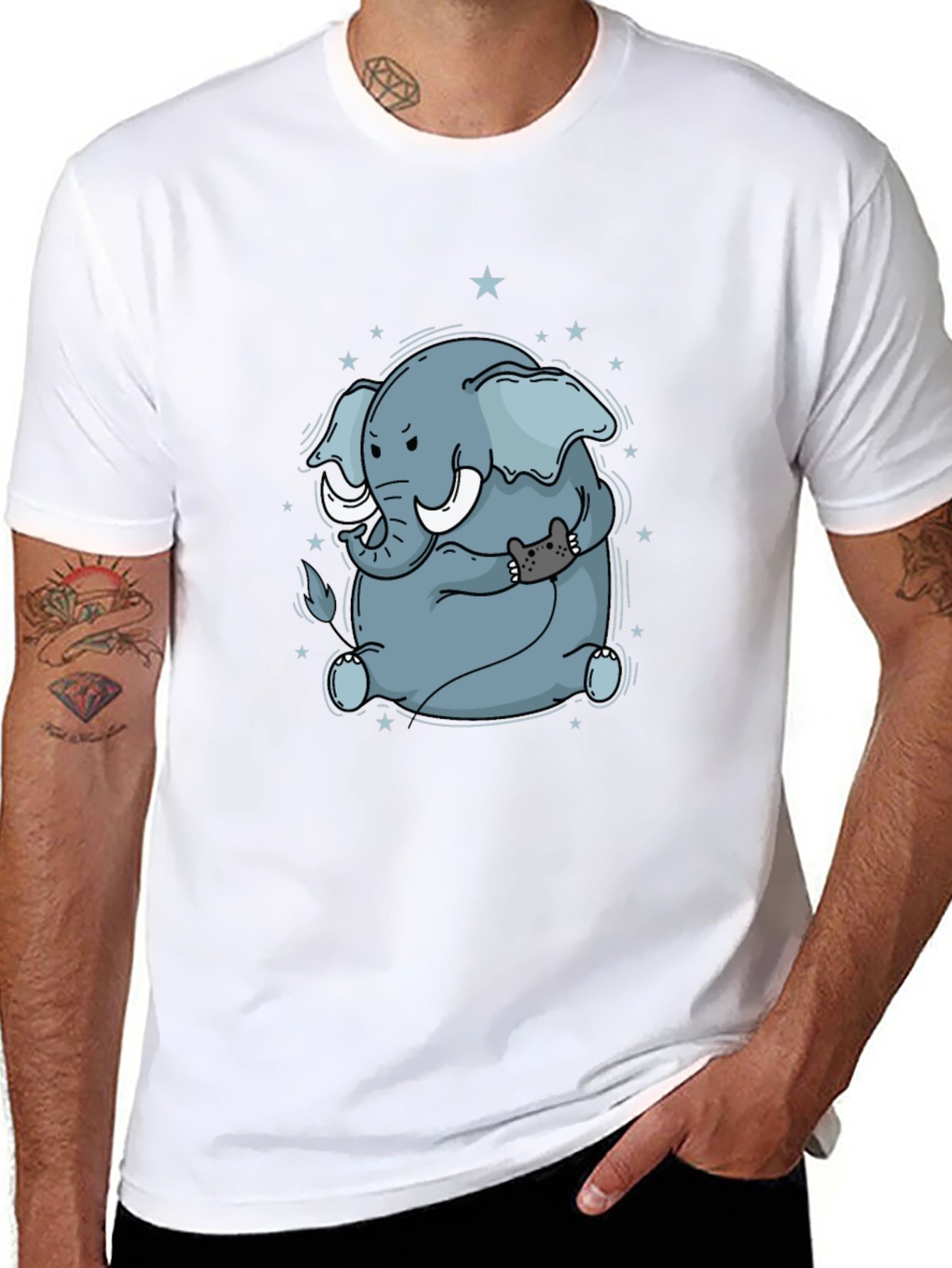 Elephant & Cat Gamer Black T-Shirt
