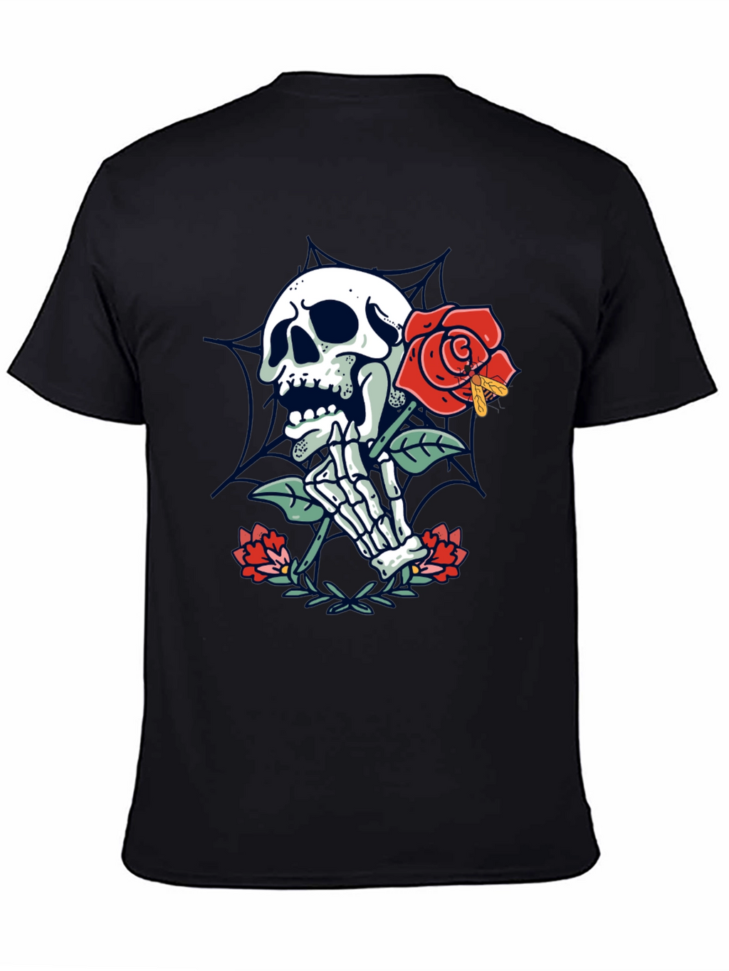 Skull & Rose Graphic Tee - Mens Black T-Shirt