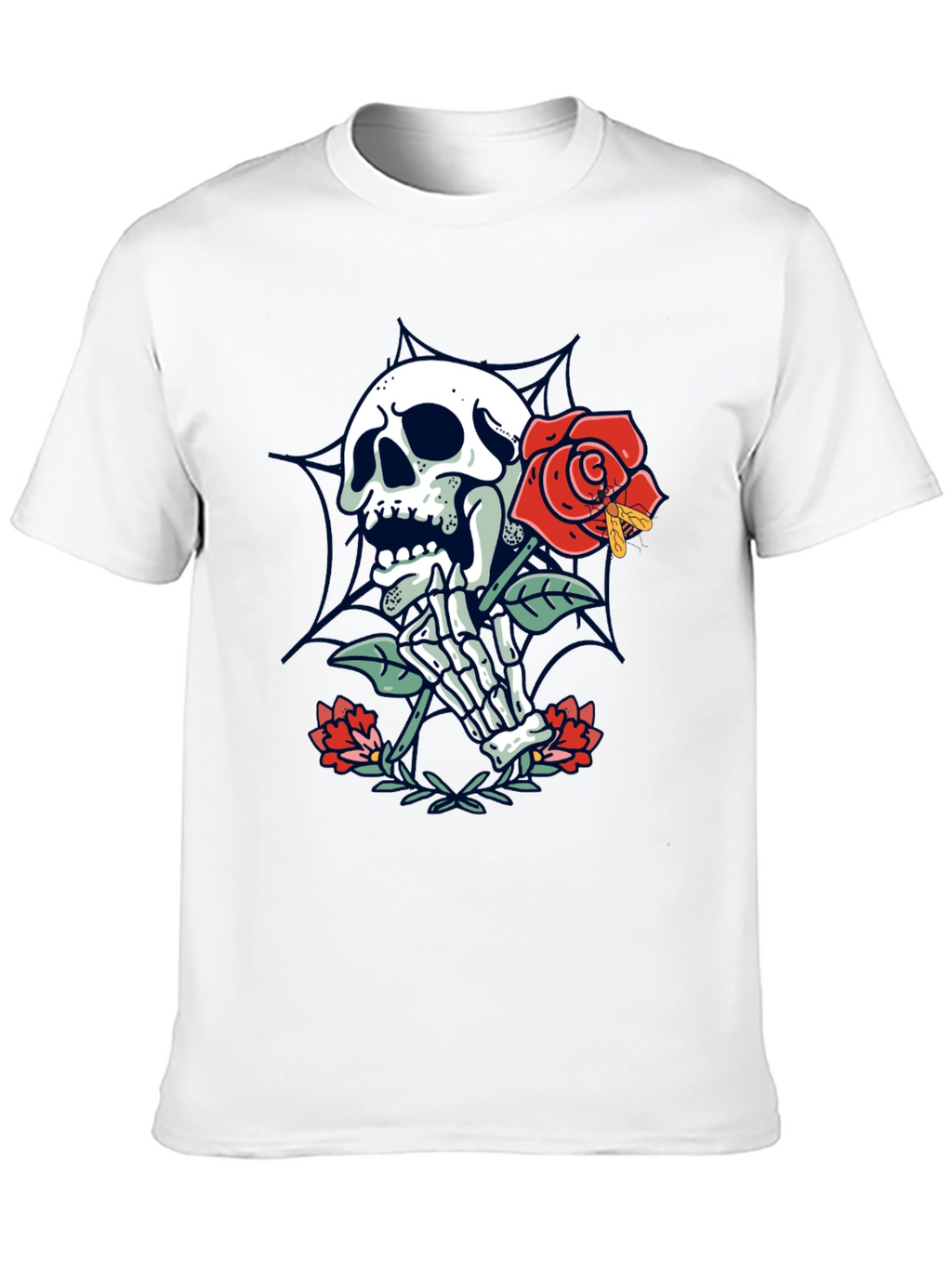 Skull & Rose Graphic Tee - Mens Black T-Shirt