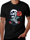 Skull & Rose Graphic Tee - Mens Black T-Shirt