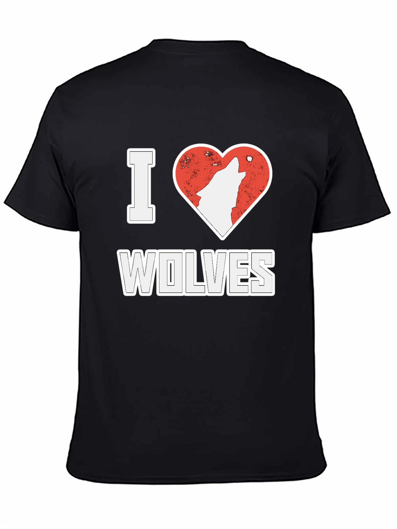 I Love Wolves T-Shirt Black