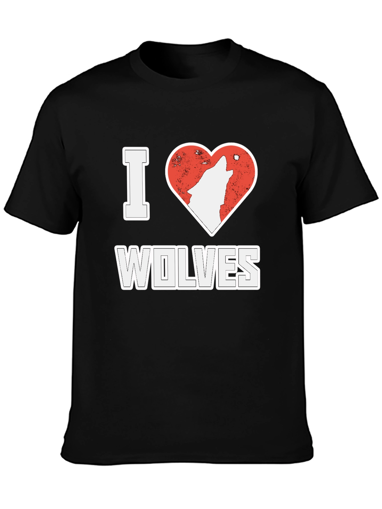 I Love Wolves T-Shirt Black