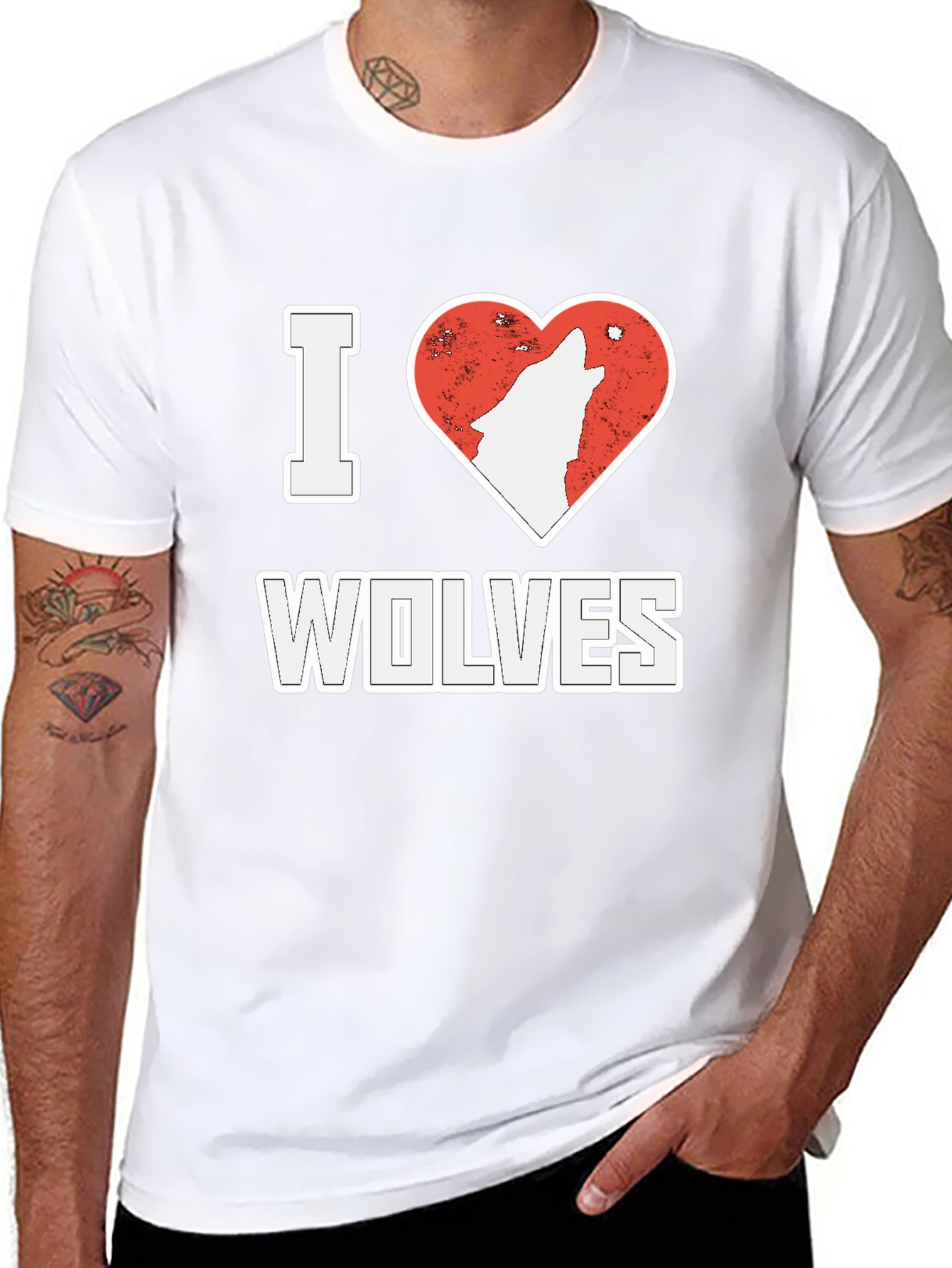 I Love Wolves T-Shirt Black