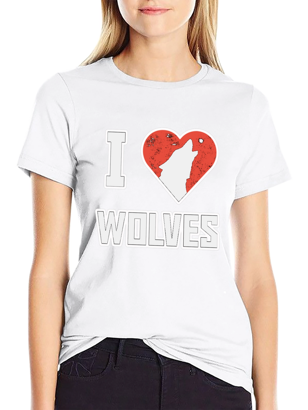 I Love Wolves T-Shirt Black