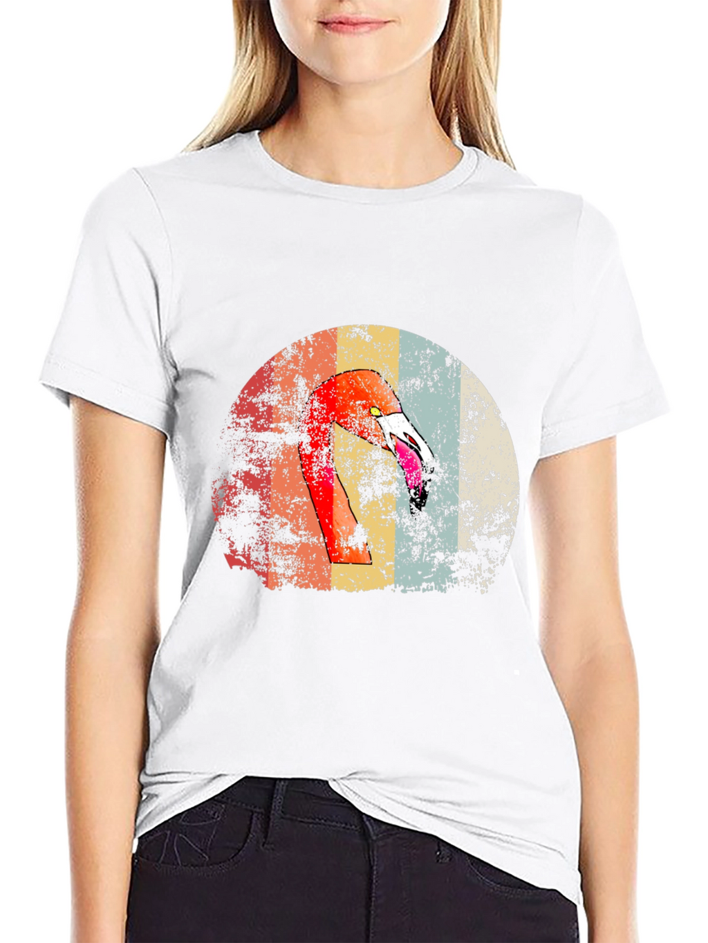 Retro Flamingo Graphic Print Tee