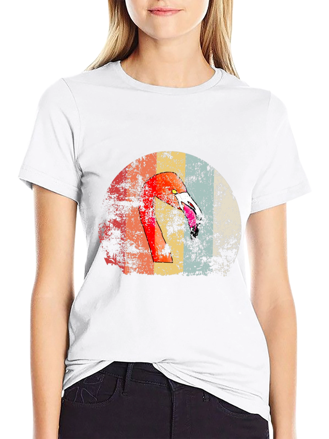 Retro Flamingo Graphic Print Tee