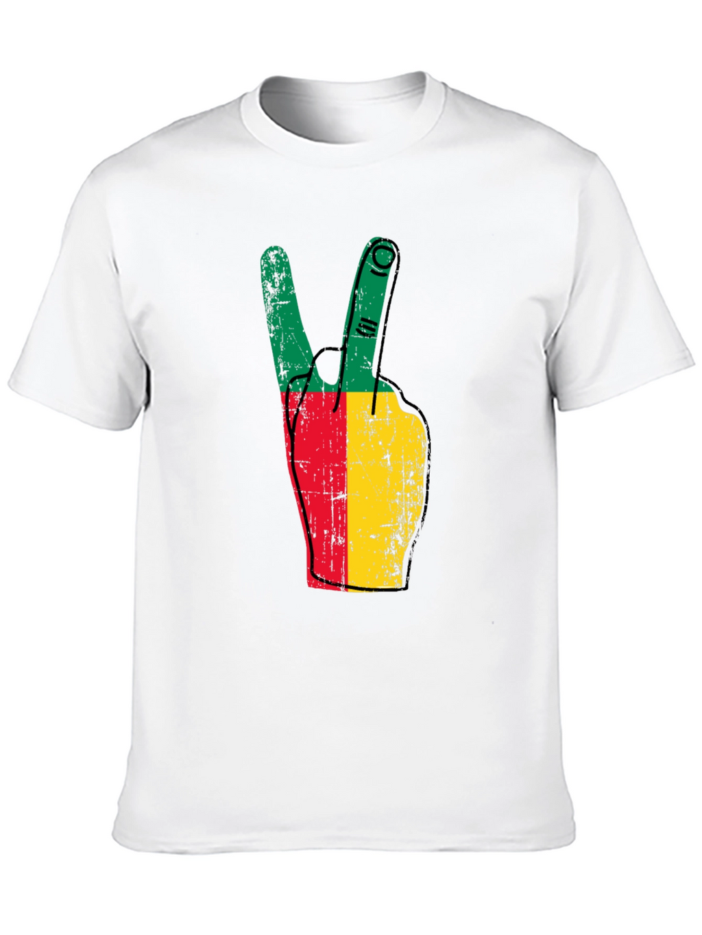 Benin Flag Peace Sign Black T-Shirt