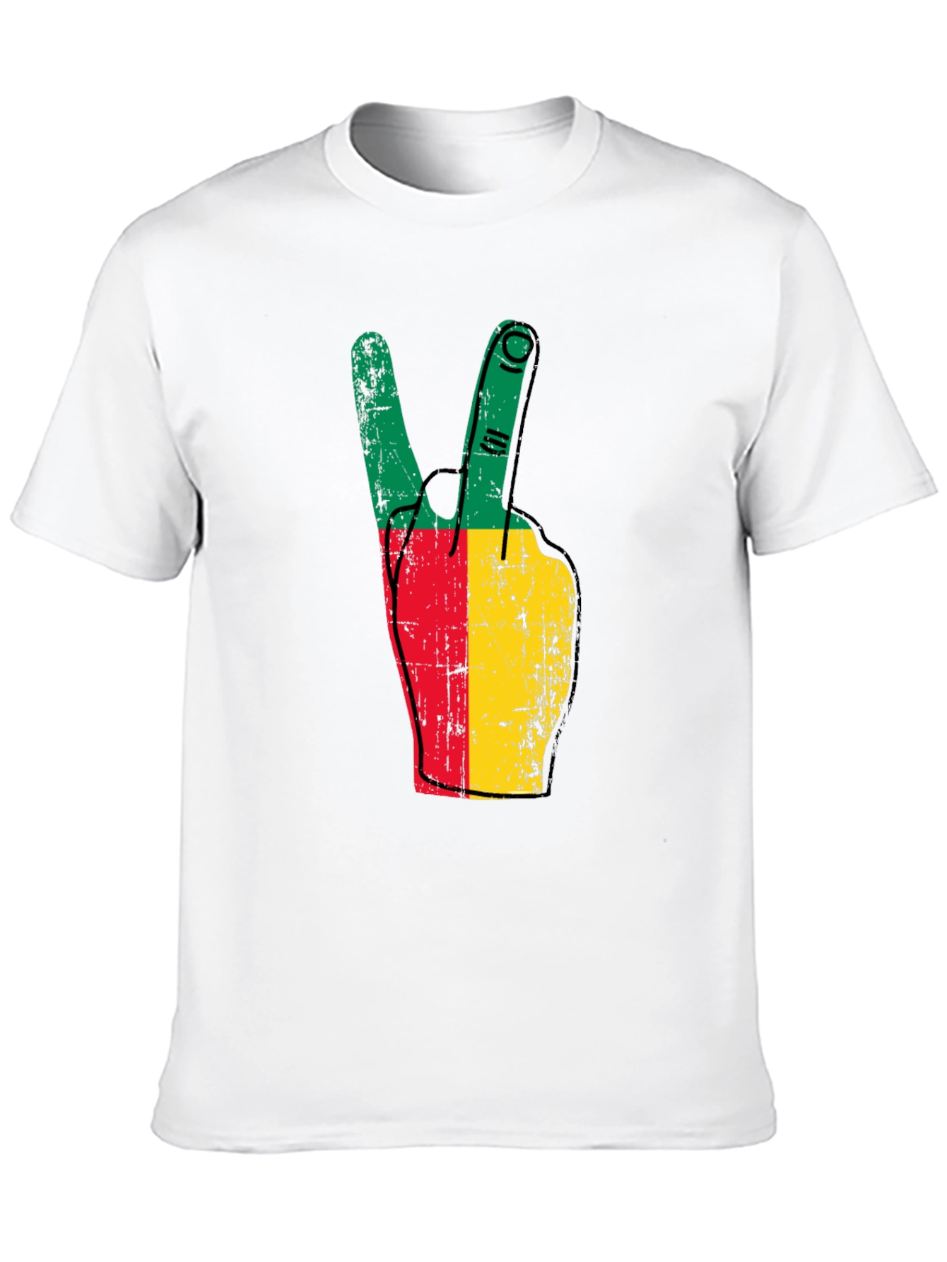 Benin Flag Peace Sign Black T-Shirt