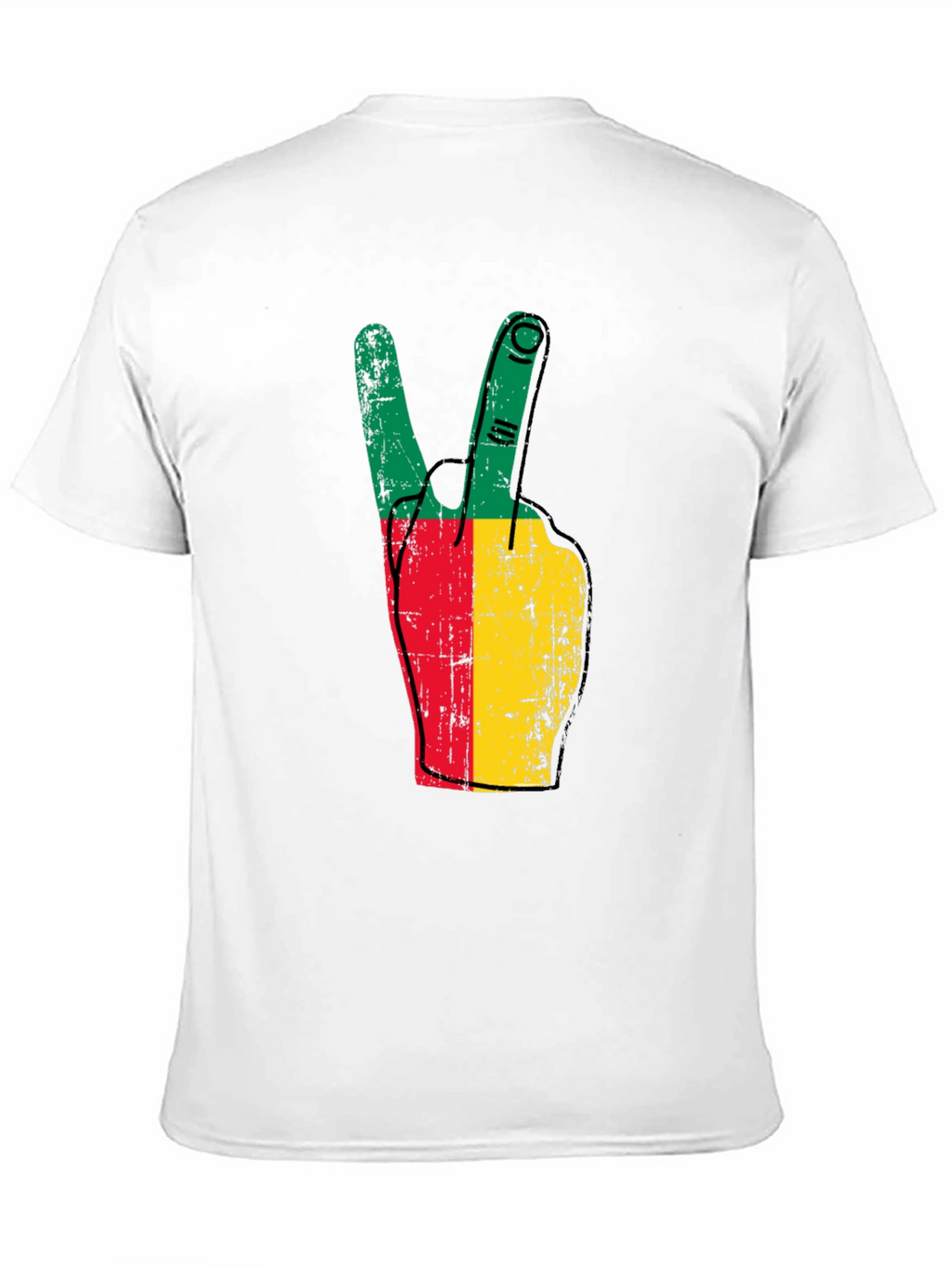 Benin Flag Peace Sign Black T-Shirt