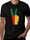 Benin Flag Peace Sign Black T-Shirt