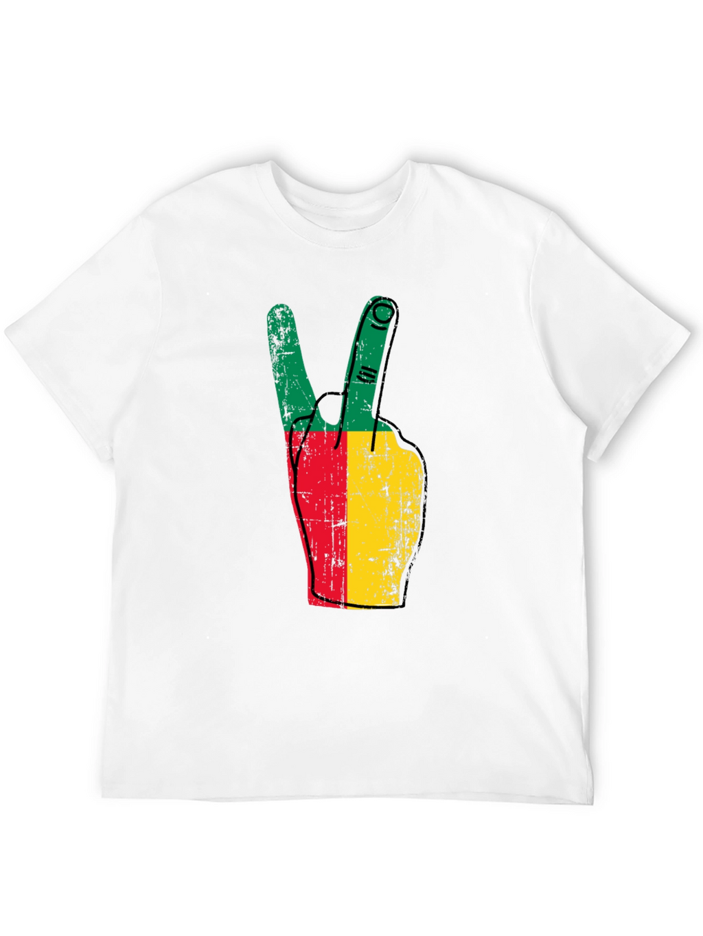 Benin Flag Peace Sign Black T-Shirt