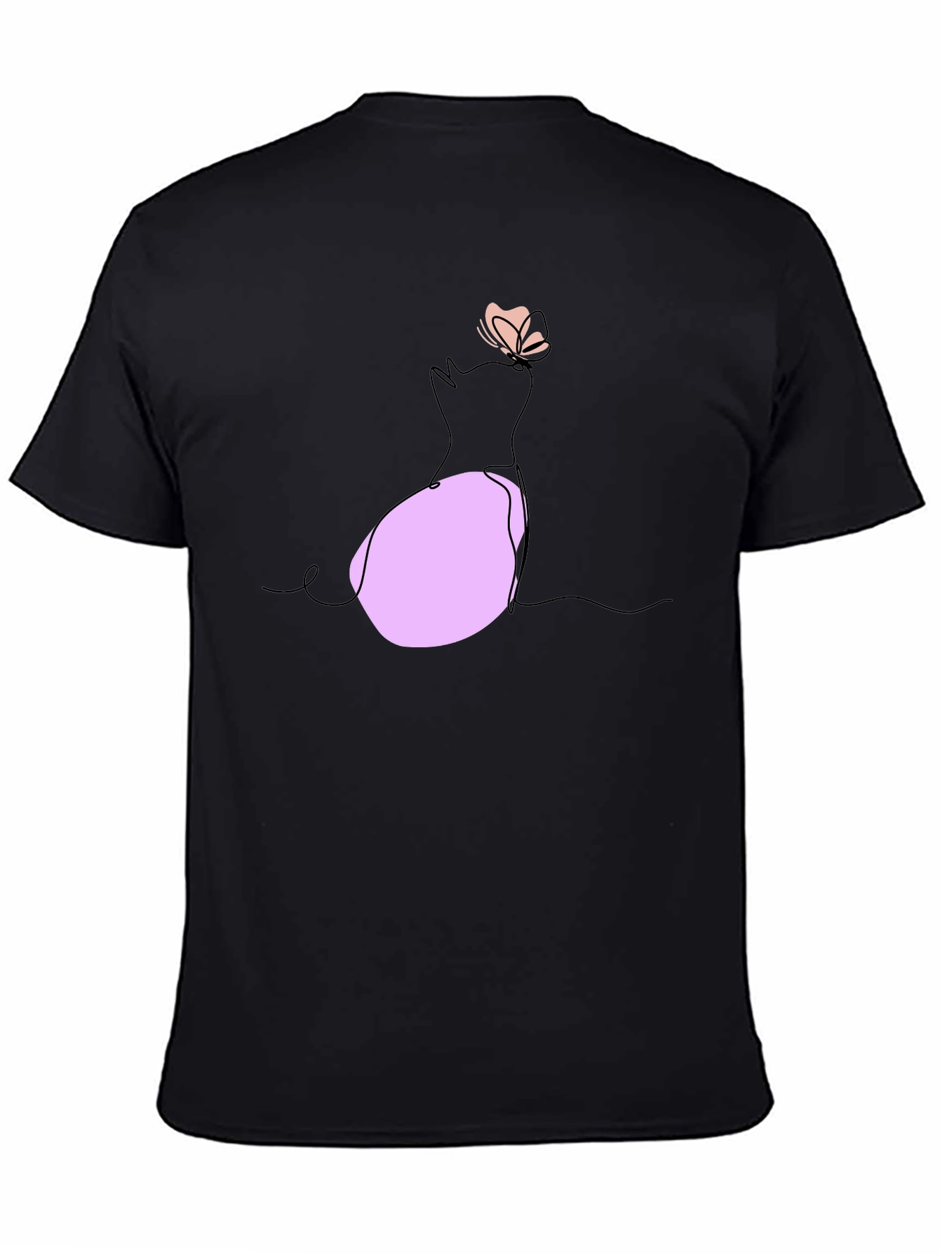Minimalist Cat & Butterfly Graphic T-Shirt