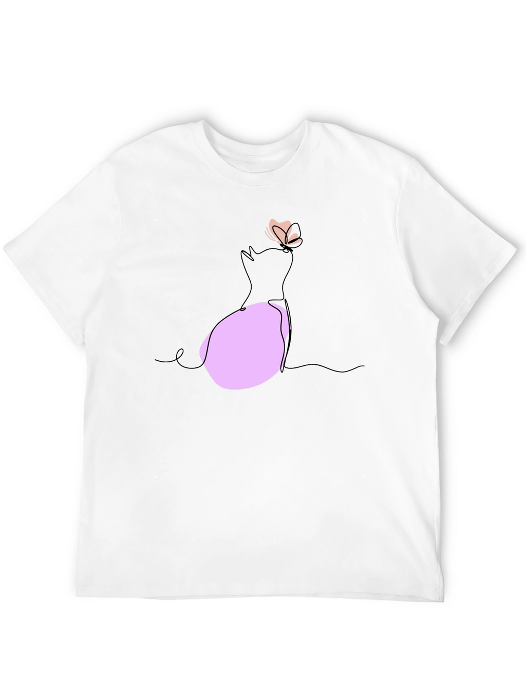 Minimalist Cat & Butterfly Graphic T-Shirt