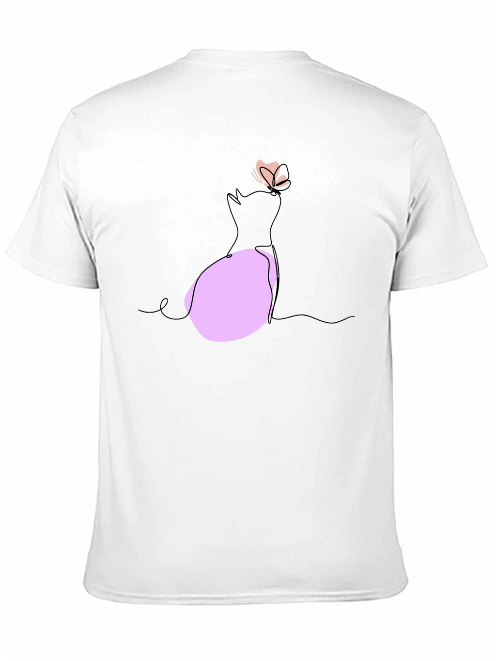 Minimalist Cat & Butterfly Graphic T-Shirt