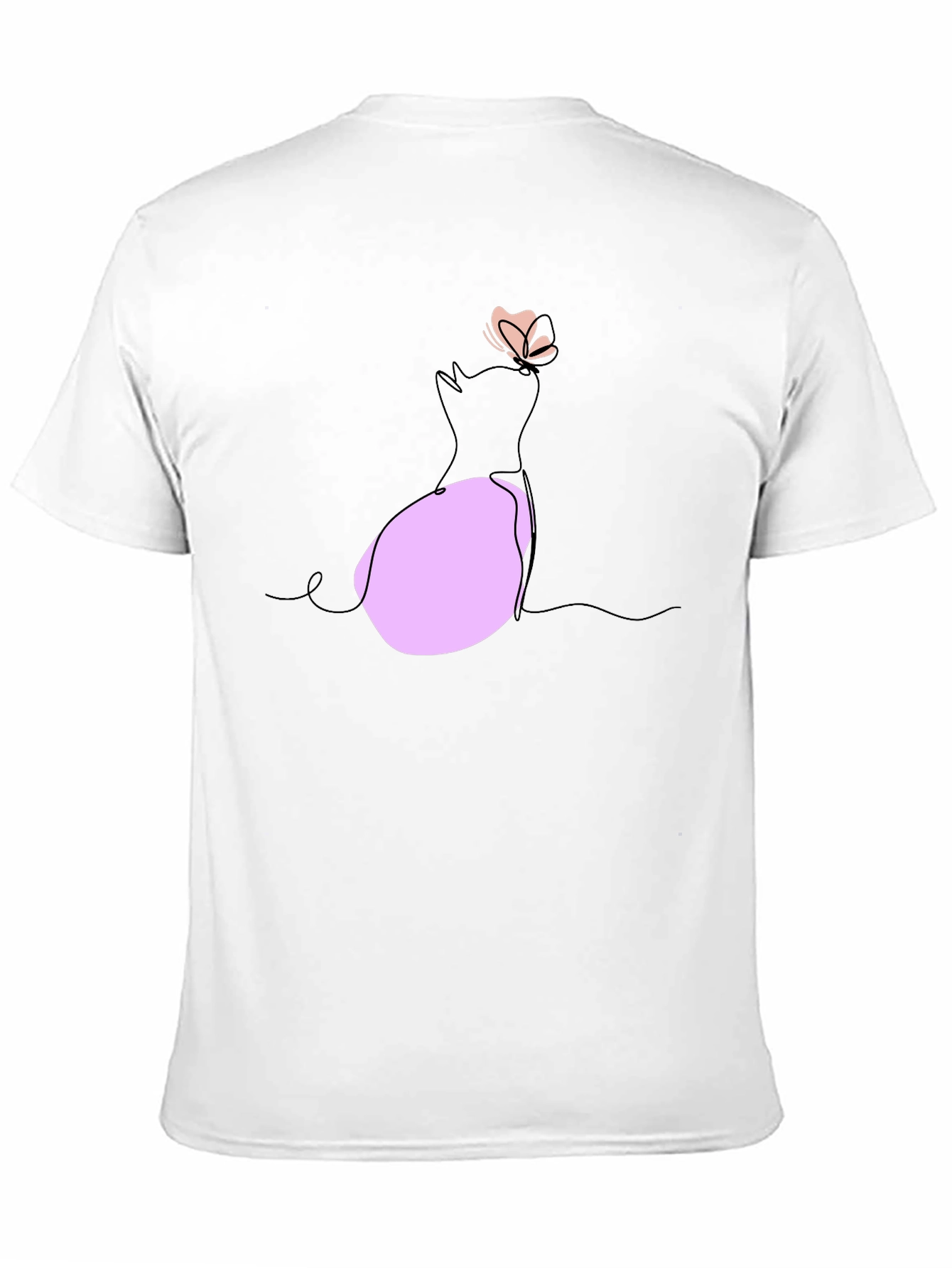 Minimalist Cat & Butterfly Graphic T-Shirt