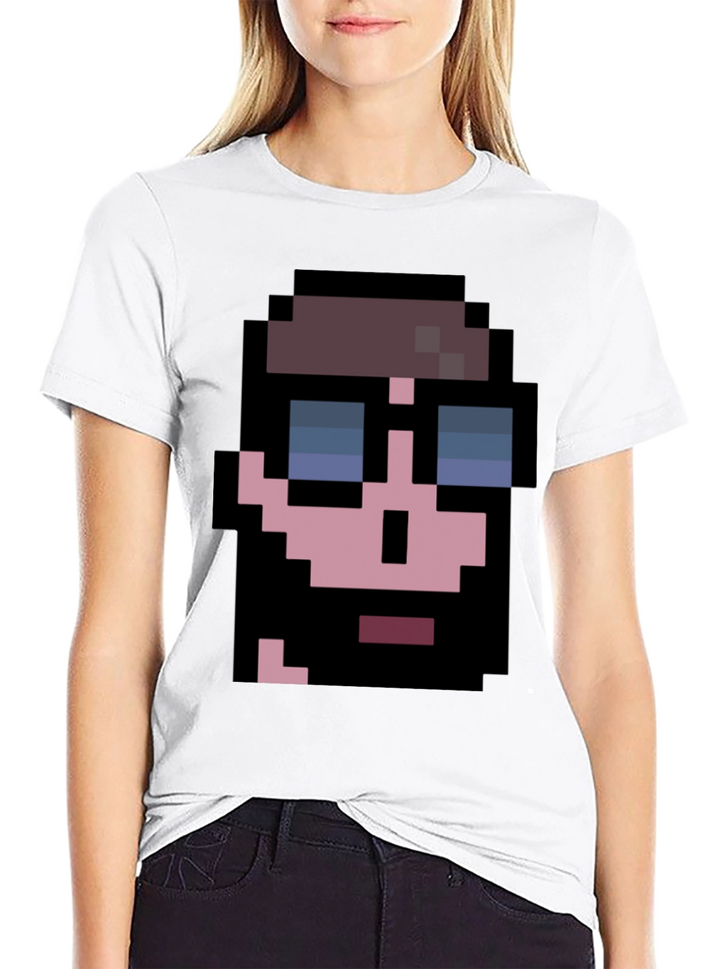 Pixelated Cool Guy Graphic Tee - Black