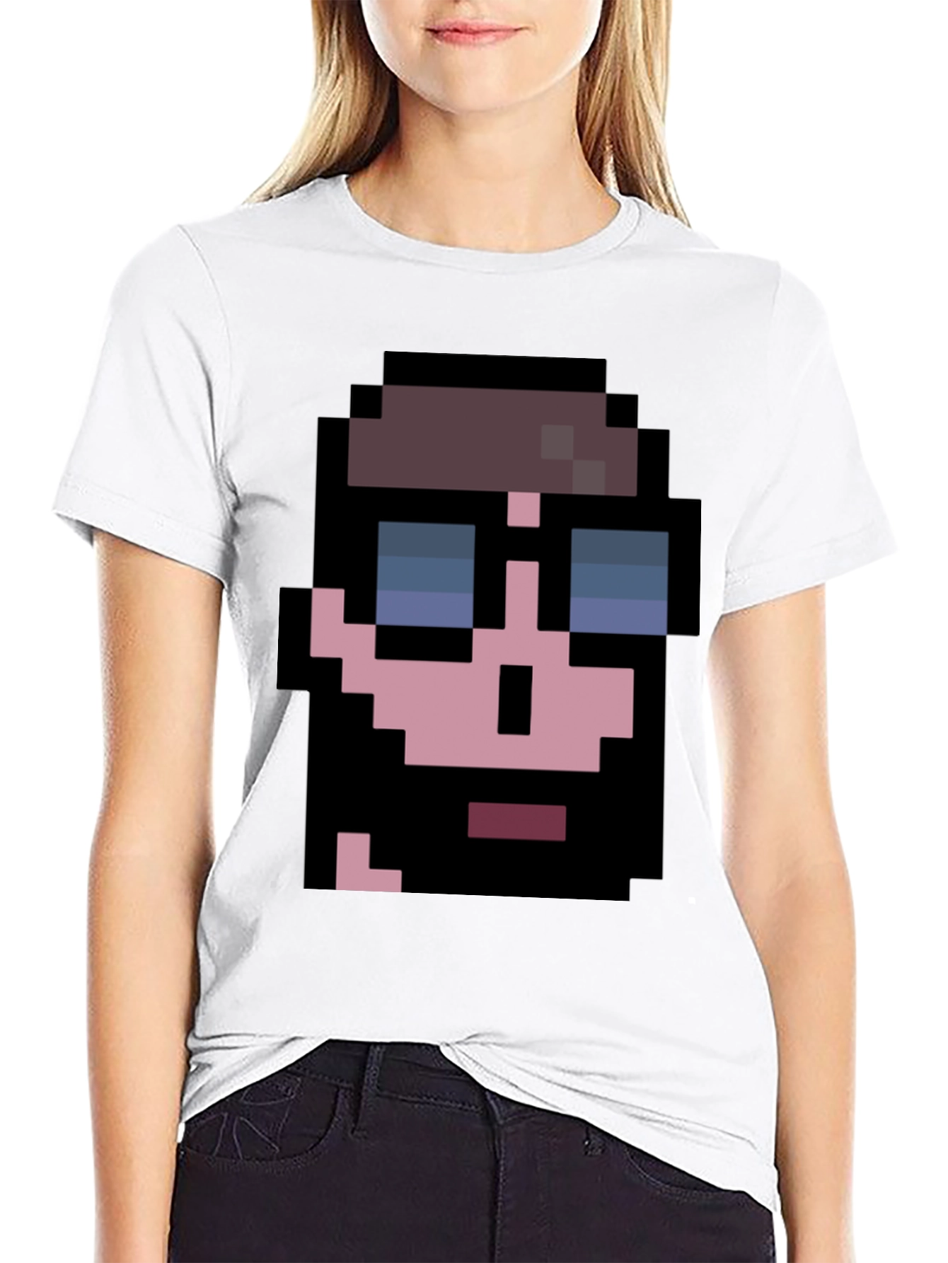 Pixelated Cool Guy Graphic Tee - Black