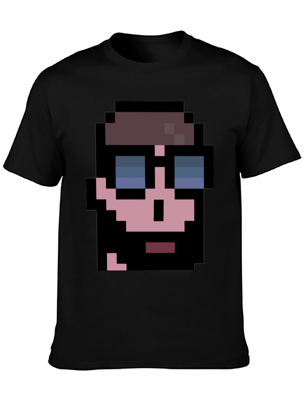 Pixelated Cool Guy Graphic Tee - Black