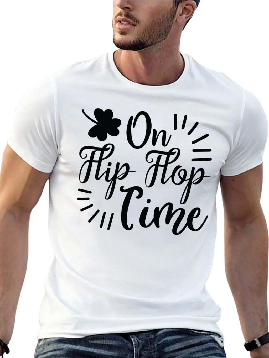 On Flip Flop Time Black T-Shirt