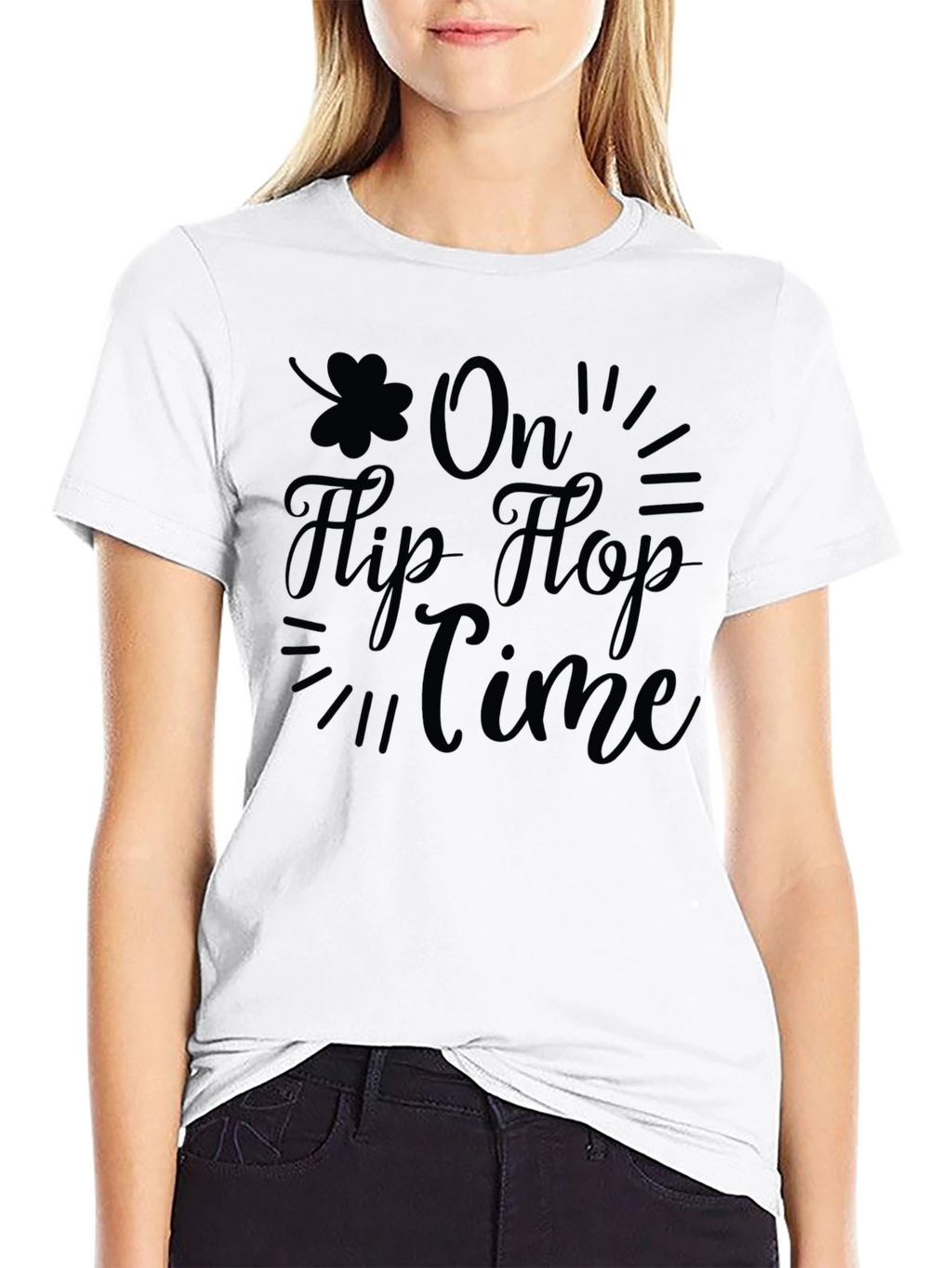On Flip Flop Time Black T-Shirt