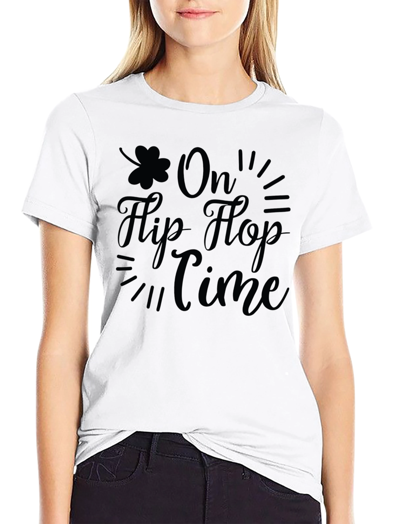 On Flip Flop Time Black T-Shirt