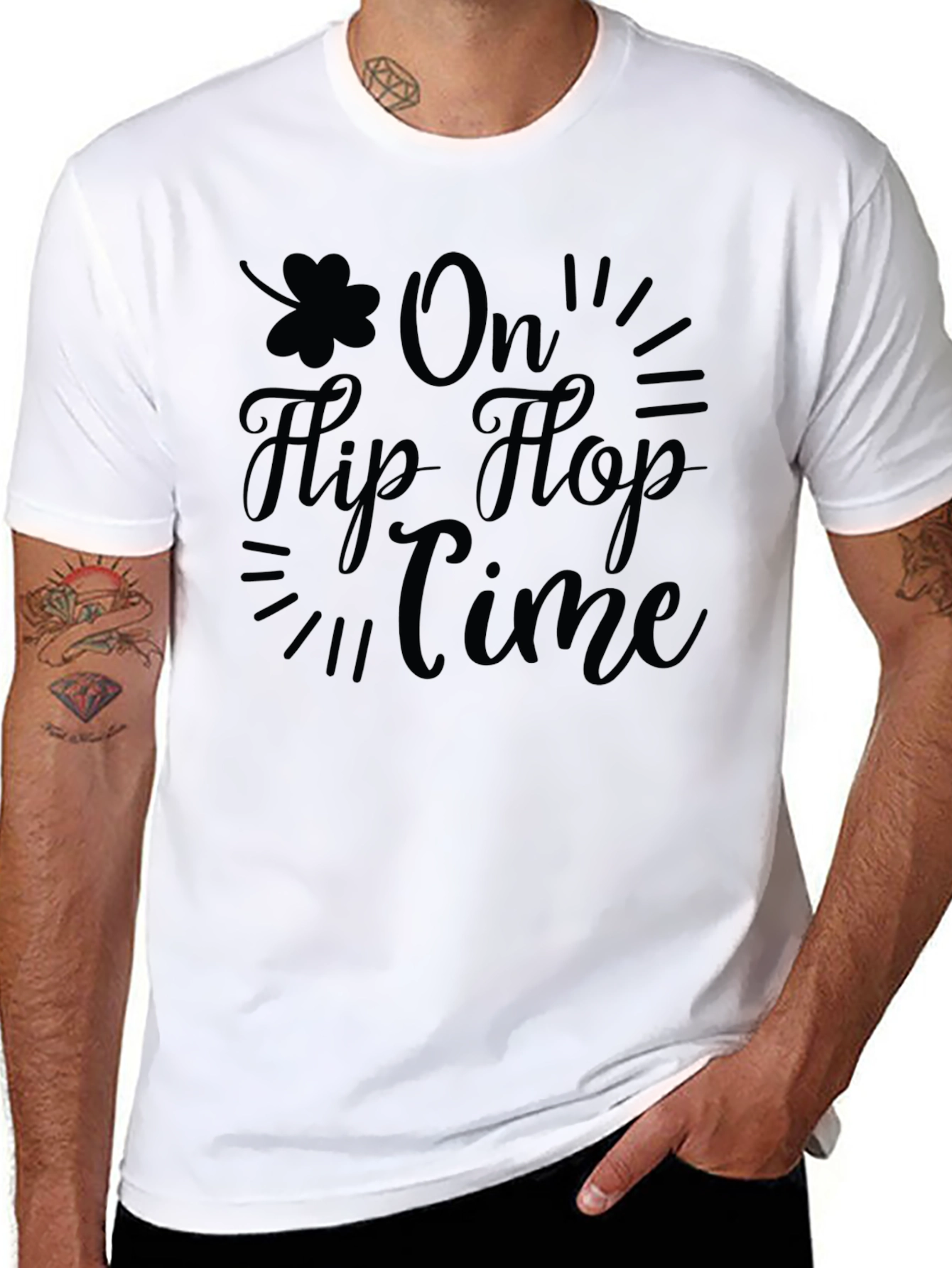On Flip Flop Time Black T-Shirt