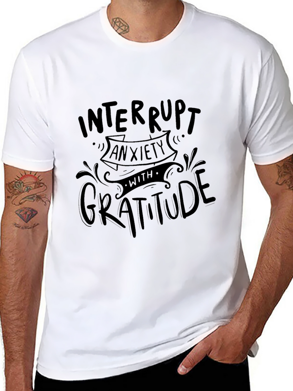 Interrupt Anxiety Gratitude Black T-Shirt