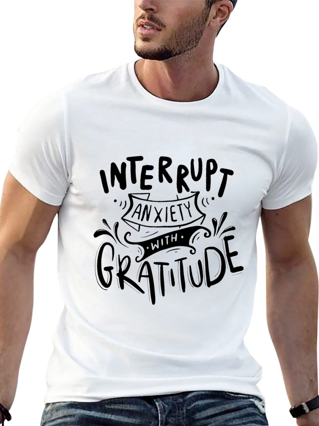 Interrupt Anxiety Gratitude Black T-Shirt