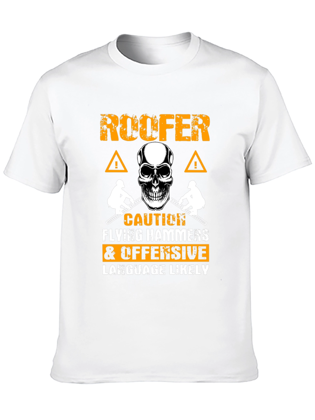 Roofer Caution Flying Hammers T-Shirt
