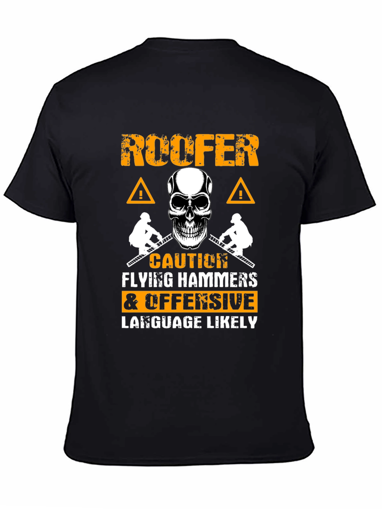 Roofer Caution Flying Hammers T-Shirt