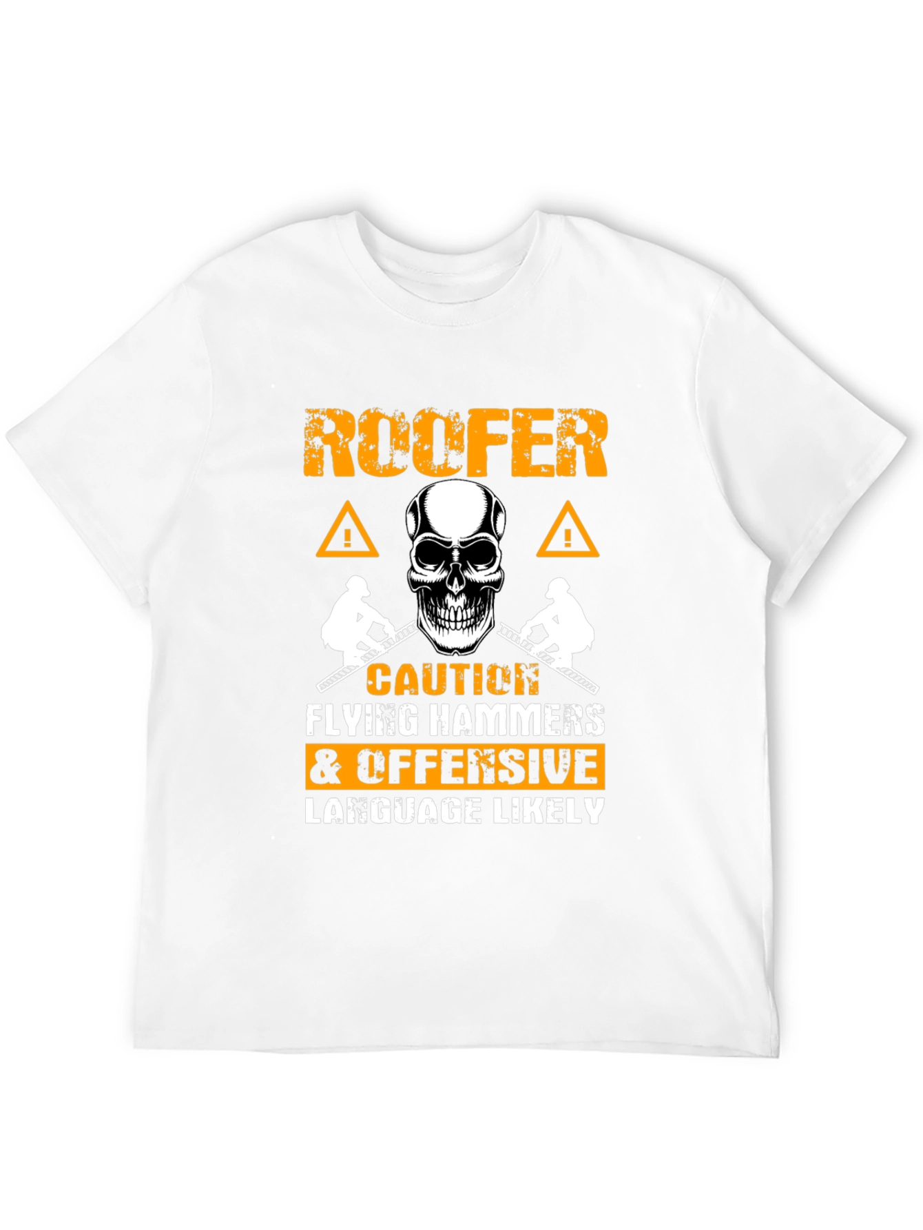 Roofer Caution Flying Hammers T-Shirt